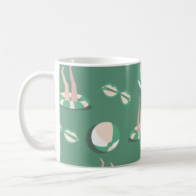 Summer Icons: Vintage Seamless Repeat Coffee Mug (Left)