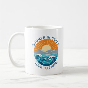 Summer in Beach Retro Coastal Sunset Beach Lovers. Coffee Mug