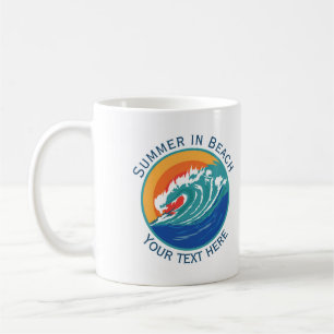 Summer in Beach Retro Coastal Sunset Beach Lovers. Coffee Mug