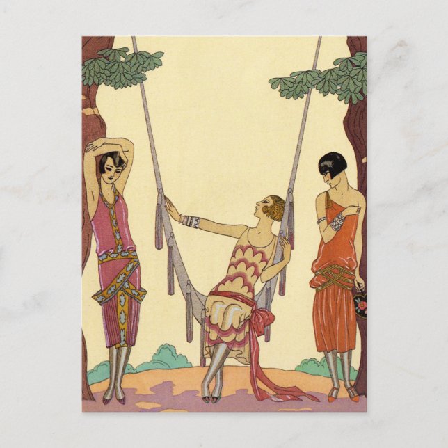 Summer in France Art Deco Postcard (Front)