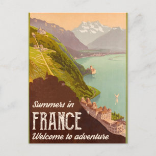 Summer in France, Landscape View on Mountains Postcard
