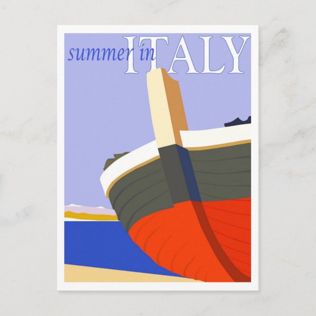 Summer in Italy, Retro Travel Postcard (Front)