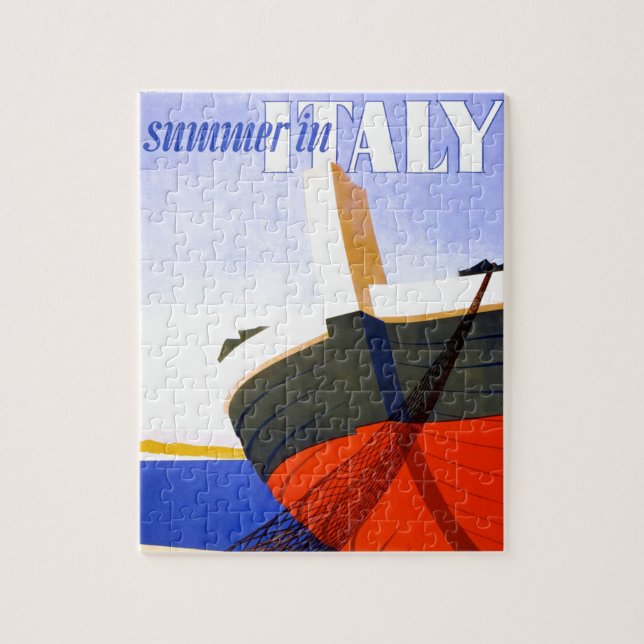 Summer in Italy Vintage Travel Illustration Jigsaw Puzzle (Vertical)