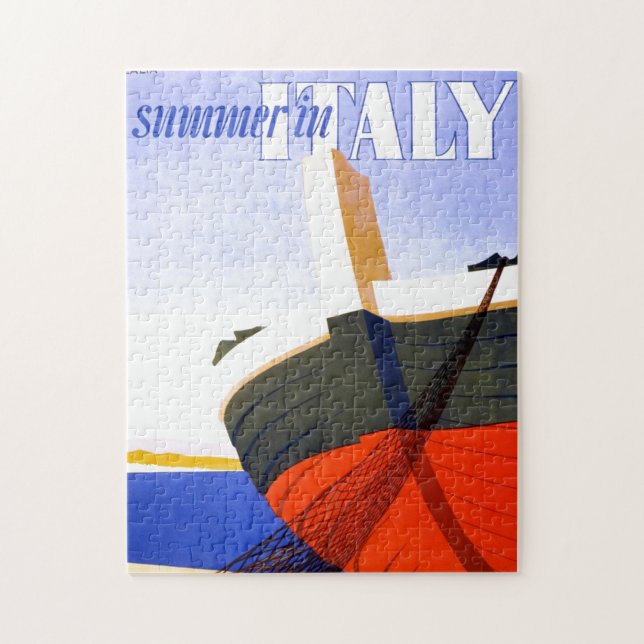 Summer in Italy Vintage Travel Illustration Jigsaw Puzzle (Vertical)