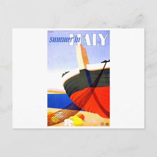 Summer in Italy Vintage Travel Postcard (Front)