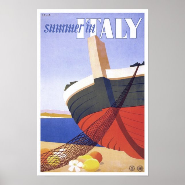 Summer in Italy Vintage Travel Poster (Front)