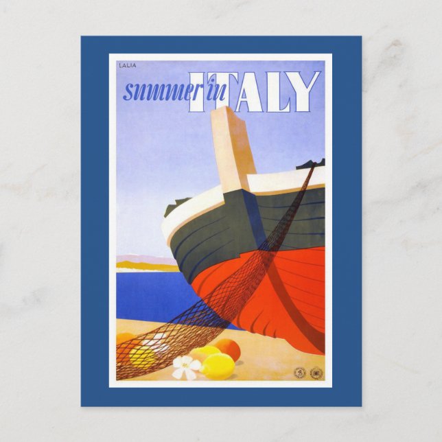 "Summer in Italy" Vintage Travel Poster Postcard (Front)