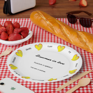 Summer in Love -Beach or Lake- Custom Text Centre Paper Plate