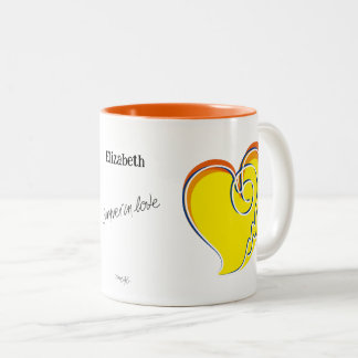 Summer in Love-Sun & Beach Heart-Custom Name Two-Tone Coffee Mug