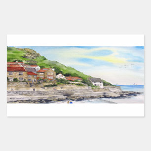 Summer in Runswick Bay England Farida Greenfield Rectangular Sticker