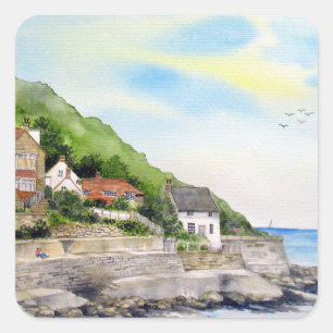 Summer in Runswick Bay England Farida Greenfield Square Sticker
