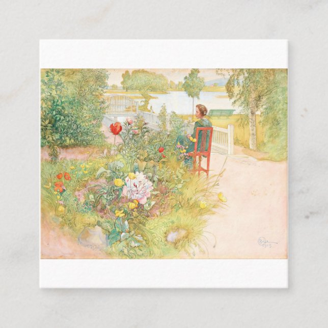 Summer In Sundborn By Carl Larsson Square Business Card (Front)