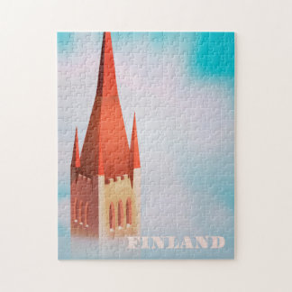 Summer in the City cityscape poster cartoon. Jigsaw Puzzle
