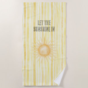 Summer in the Sun Yellow Stripes   Beach Towel