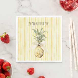 Summer in the Sun Yellow Stripes Pineapple Napkin