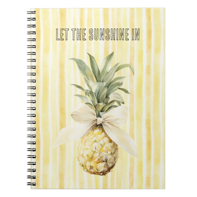 Summer in the Sun Yellow Stripes Pineapple Notebook (Front)