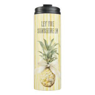 Summer in the Sun Yellow Stripes Pineapple Thermal Tumbler