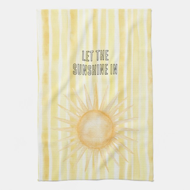 Summer in the Sun Yellow Stripes   Tea Towel (Vertical)