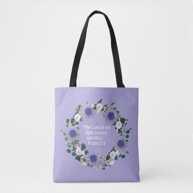 Summer-Inspired Blue Sunflower Floral Wreath Quote Tote Bag (Front)
