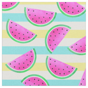 Summer Inspired Pink Watermelons Fun Pattern Fabric