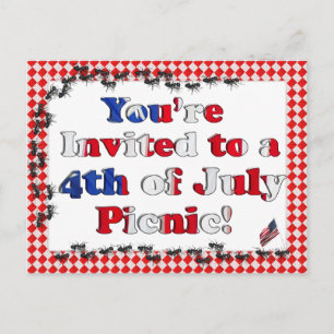 Summer Invitation for 4th of July BBQ Postcard
