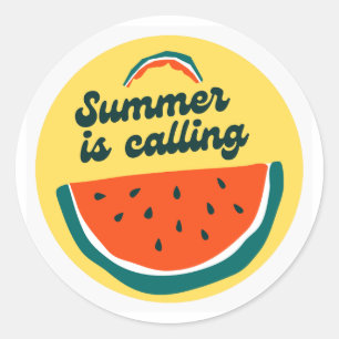 Summer is calling classic round sticker