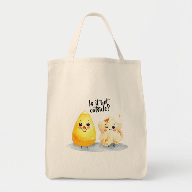 Summer is too hot, popcorn  tote bag (Front)