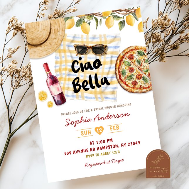 Summer Italian Ciao Bella Bridal Shower Invitation (Creator Uploaded)