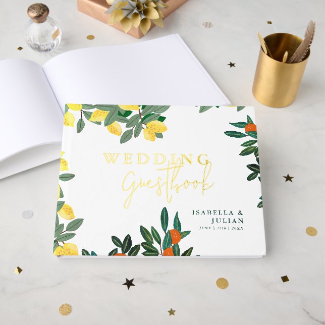 Summer Italy Fruit Wedding Guest Book (Front Open)