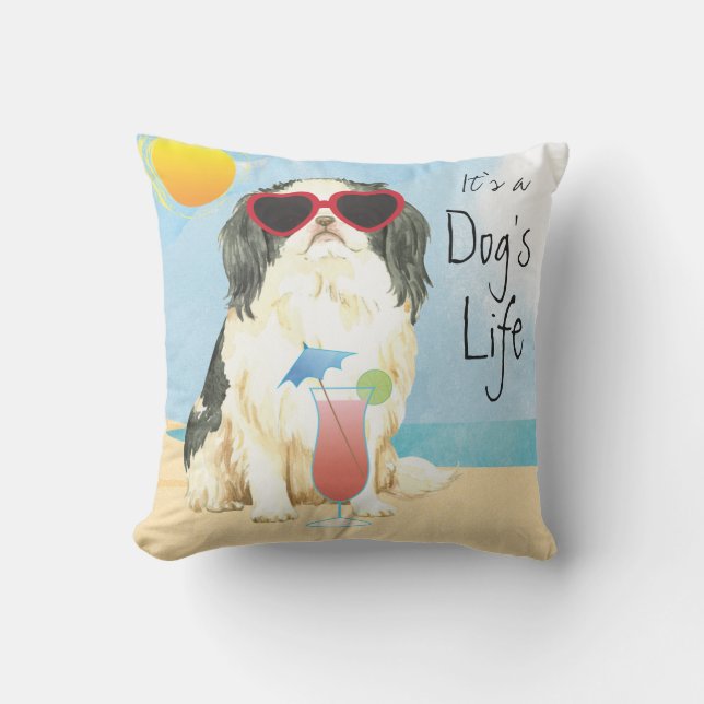 Summer Japanese Chin Outdoor Pillow (Front)