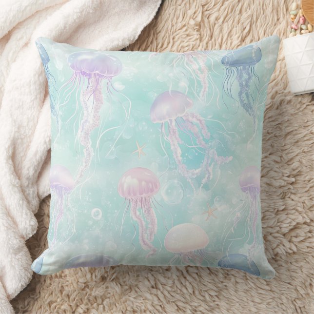 Summer Jellyfish Coastal Pattern Cushion (Blanket)