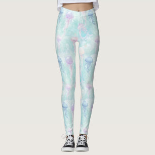 Summer Jellyfish Coastal Pattern Leggings