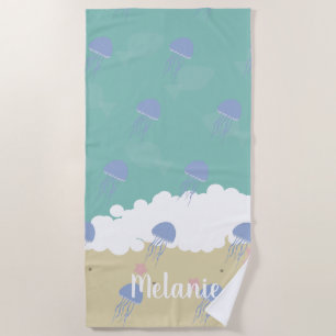 Summer Jellyfish Sand Name Beach Towel