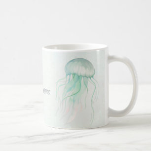 Summer Jellyfish Watercolor Ocean Design Coffee Mug