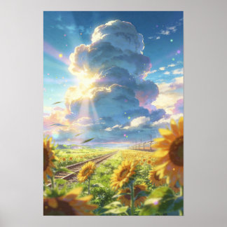 Summer Journey Sunflowers and the Sky Express Poster