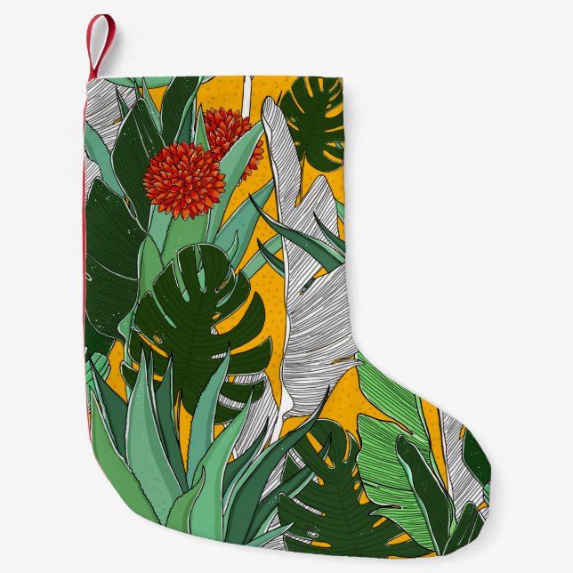 Summer Jungle: Bright Palm Pattern. Small Christmas Stocking (Front)