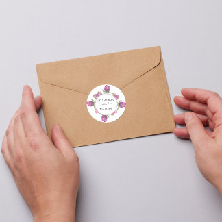 Summer Jungle Watercolour Floral Wedding Classic Round Sticker