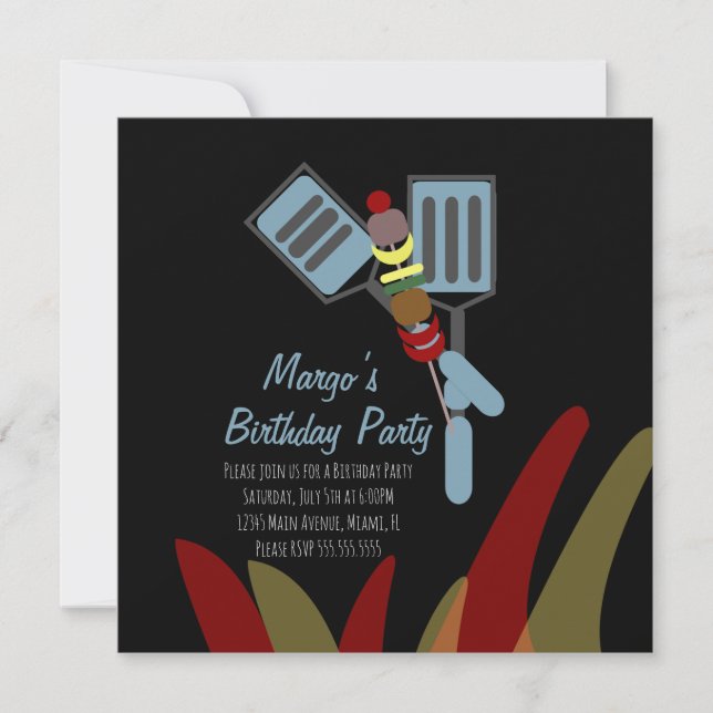 Summer Kabobs Cookout Park Birthday      Invitation (Front)