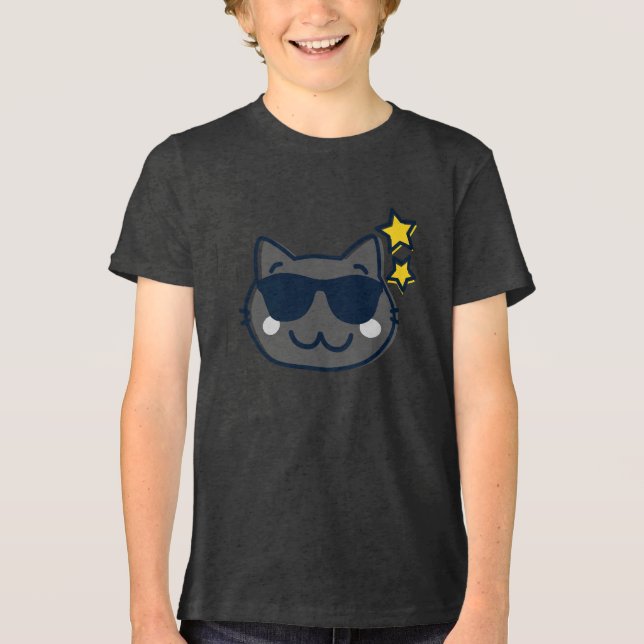 Summer Kawaii Cute Cat  Tri-Blend Shirt (Front)
