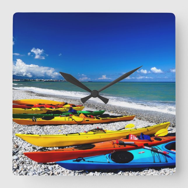Summer Kayaking Square Wall Clock (Front)