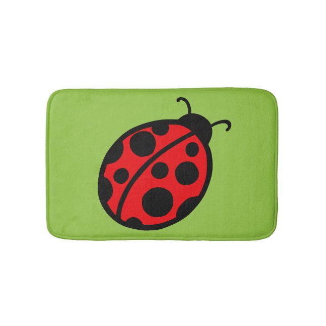 Summer Kids Cute Red Ladybug Bathroom Bath Mat Rug (Front)