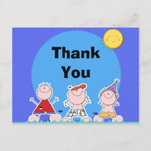 Summer Kids Pool Party Birthday Thank You Postcard
