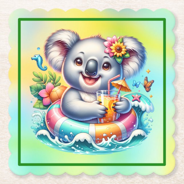 Summer Koala Sublimation Clipart-97702 Paper Coaster (Front)