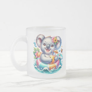 Summer Koala Sublimation Clipart Frosted Glass Coffee Mug