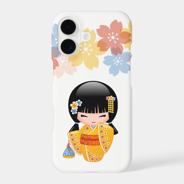 Summer Kokeshi Doll - Yellow Kimono Geisha Girl (Back)