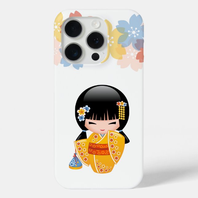 Summer Kokeshi Doll - Yellow Kimono Geisha Girl Case-Mate iPhone Case (Back)