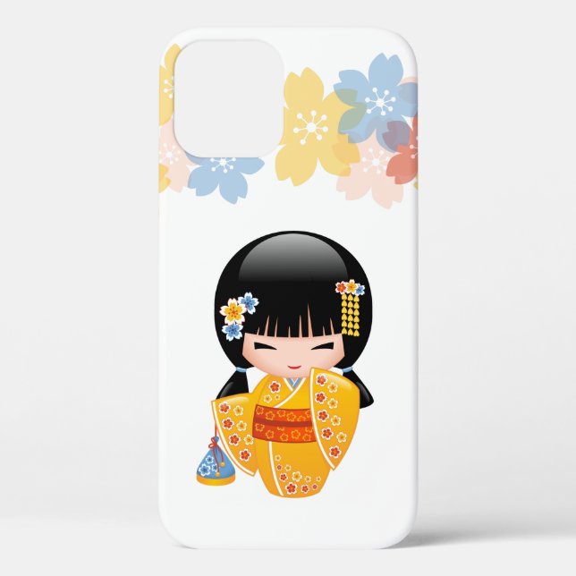 Summer Kokeshi Doll - Yellow Kimono Geisha Girl Case-Mate iPhone Case (Back)