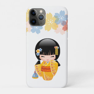 Summer Kokeshi Doll - Yellow Kimono Geisha Girl iPhone 11 Pro Case