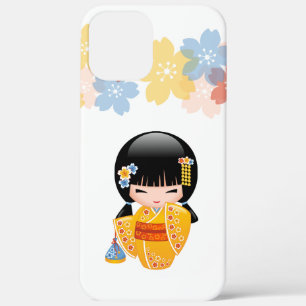 Summer Kokeshi Doll - Yellow Kimono Geisha Girl iPhone 12 Pro Max Case