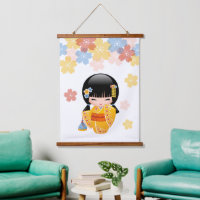 Summer Kokeshi Doll - Yellow Kimono Geisha Girl